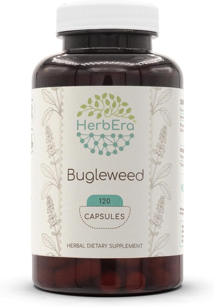 HerbEra Bugleweed 120 Capsules, 400 mg, Hecho con Bugleweed (Lycopus Virginicus) Herb seco (120 cápsulas)