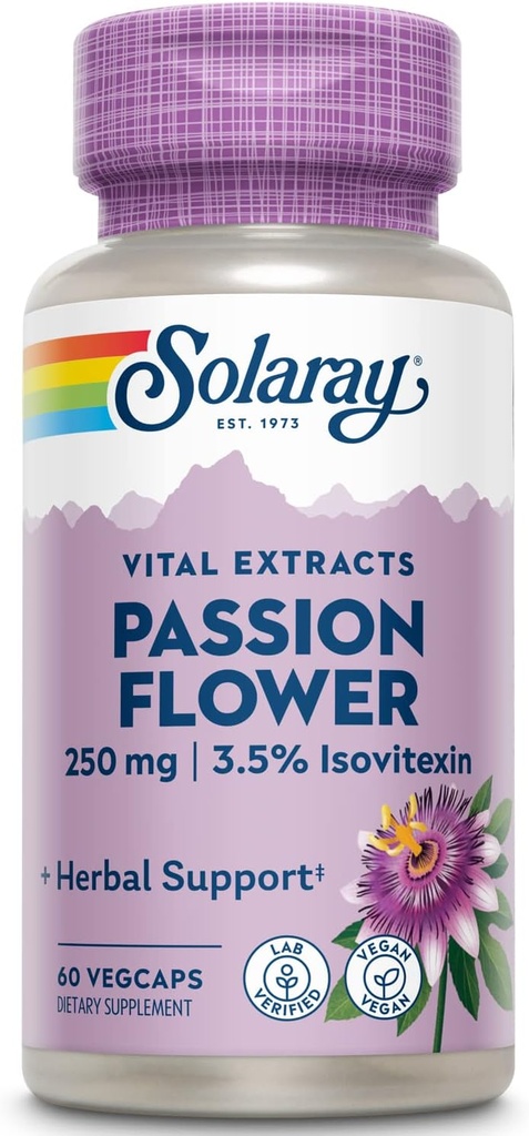 Solaray Passion Flower Extract Suplemento, 250 mg  60 Conde