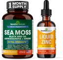 SANDHUHERBALS Sandhu Herbals Sea Moss 60 Capsules & Liquid Zinc Ionic Drops Suplemento 4 fl oz Silencioso Suplemento para Hombres &amp; Mujeres sometidas Made in USA