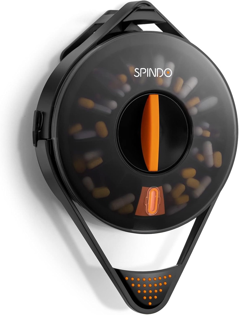 Organizador de dispensador semanal de píldoras Fullicon con 14 grandes compartimentos y cerradura para el cuidado de niños, dispensador de medicamentos de Spindo-Dispense Vitamin/Tablet/Suplemento para ancianos/Amnesia/Dementia