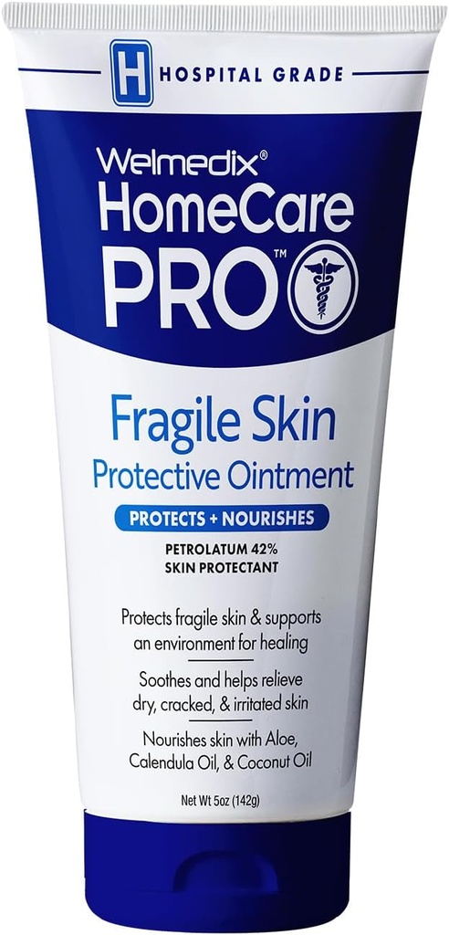 Welmedix Fragile Skin Protective Ointment Hospital Grade Healing Ointment, Barrier Cream &amp; Skin Protectant w/Calendula for Treatment of Eczema, Psoriasis, Dermatitis, Bed Sores, Chafing (5oz Tube)