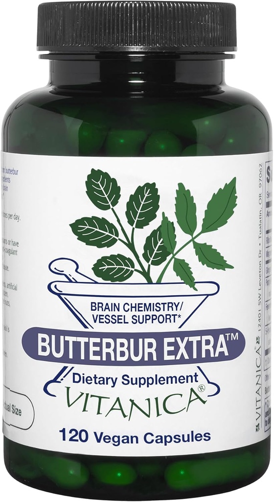 Vitanica, Butterbur Extra, Brain Chemistry y Vessel Support, Vegan, 120 Capsules