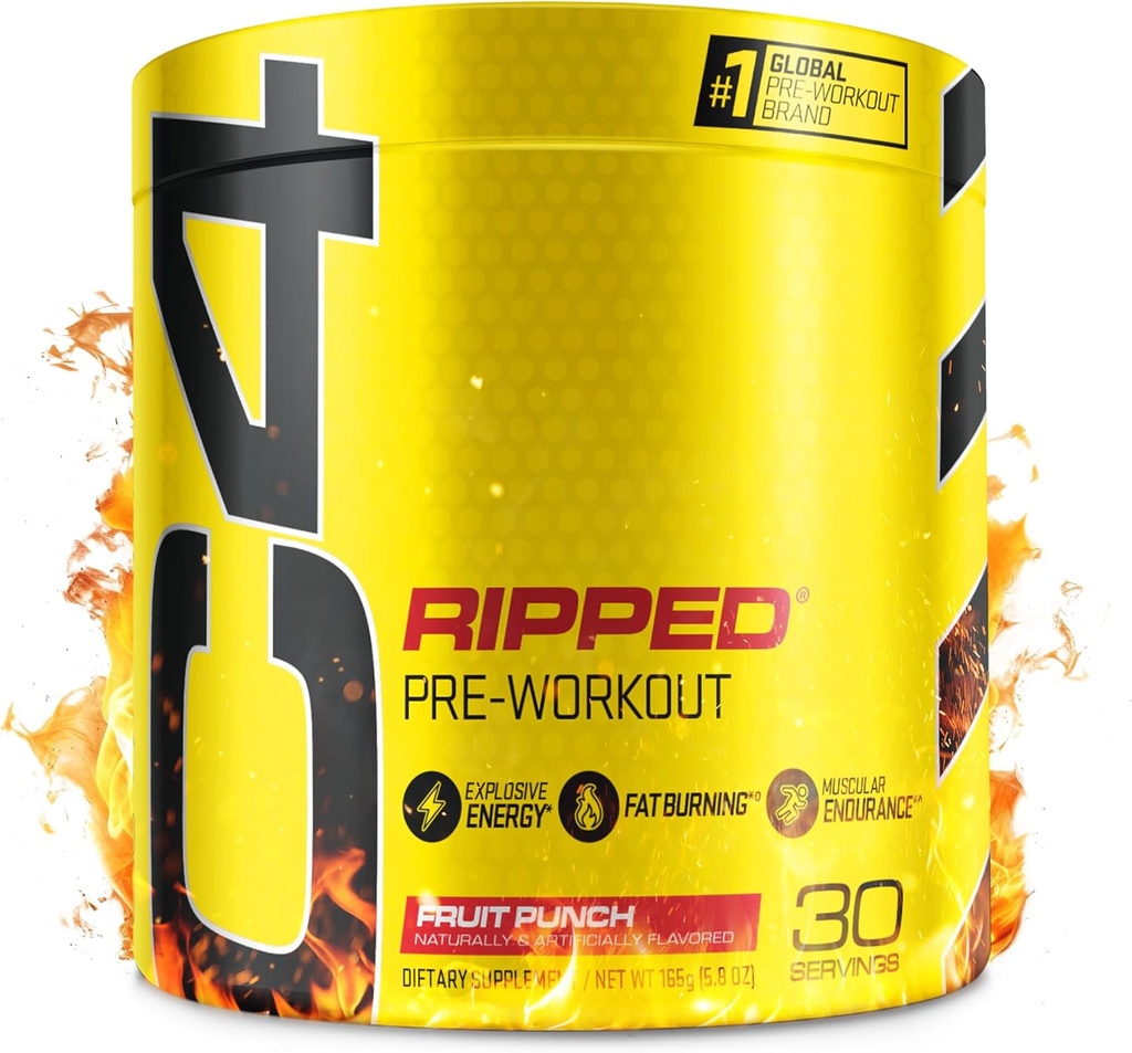 Cellucor C4 Ripped Pre Workout Powder Fruit Punch - Creatine Free + Sugar Free Preworkout Energy Supplement for Men &amp; Women - 150mg Caffeine + Beta Alanine + Weight Loss - 30 Servings
