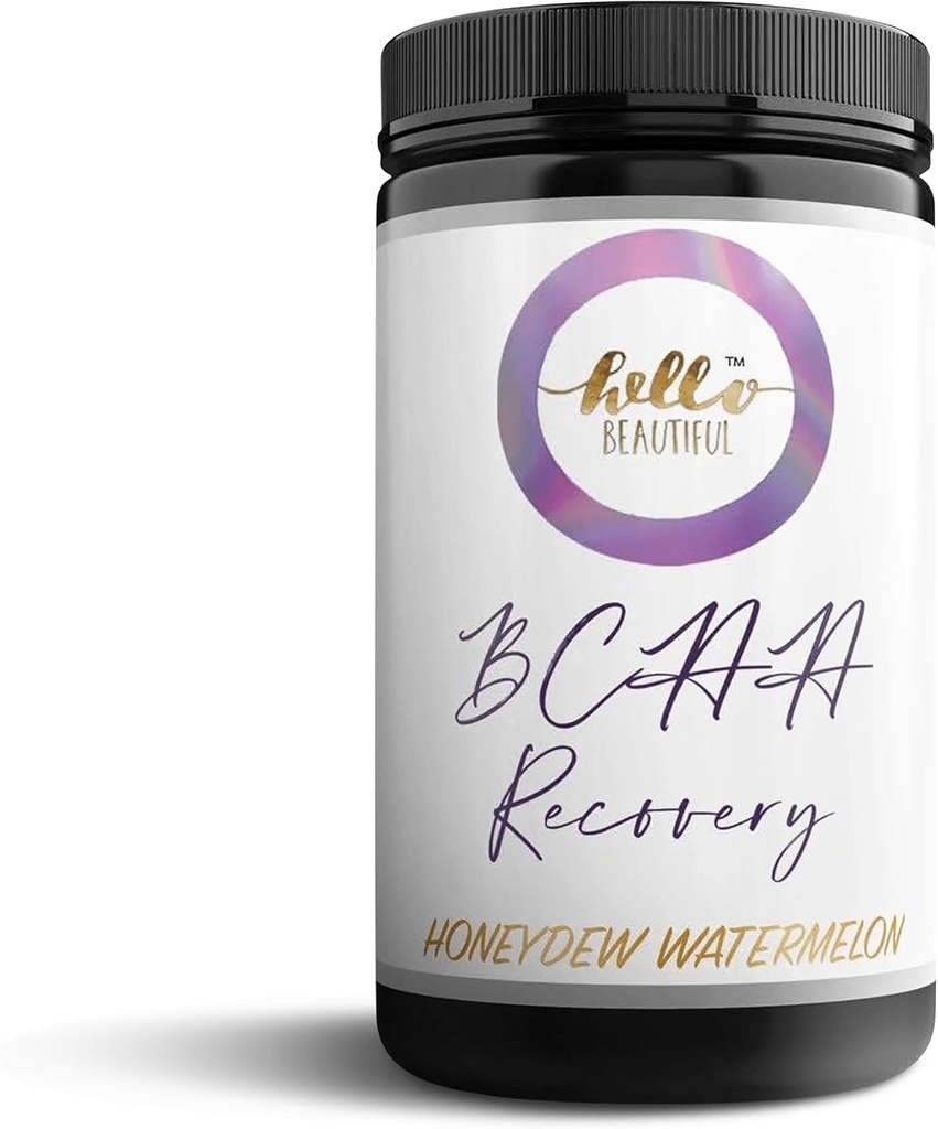 Hello Beautiful BCAA Recovery Powder - Vitamin B-66 L-Glutamine Pre & Post Workout Muscle Recovery & Muscle Builder Drink Supplement for Women (Honeydew Watermelon)
