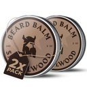 Bálsamo de barba vikinga para hombres - Salir en la barba acondicionador - Bálsamo picante Hecho con mantequilla de barba naturalmente derivada, aceites Argan & Jojoba (4 onzas (Pack of 2), Sandalwood)