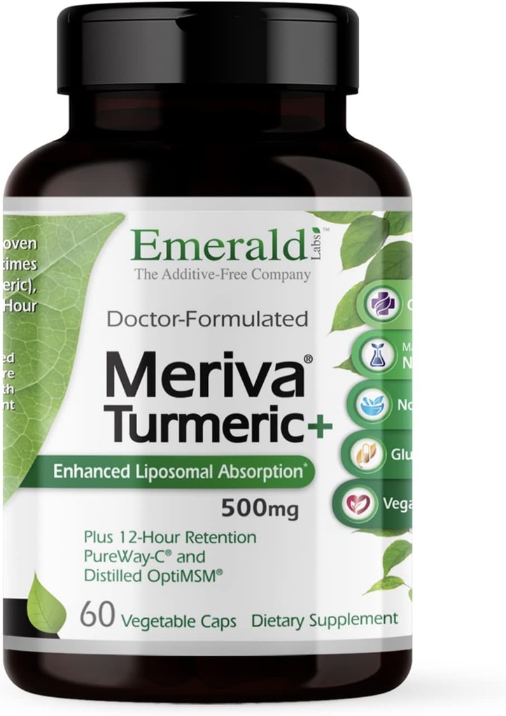 Laboratorios de Esmeralda Meriva Turmeric Plus - Meriva Turmeric, PureWay-C Vitamina C &amp; OptiMSM - Apoya la respuesta conjunta de salud &amp; inmunológico - 60 cápsulas vegetales (hasta 60 días de suministro)