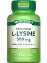 La verdad de la naturaleza L-Lysine 500mg ← 130 Coated Caplets Silencio Forma libre Silencio Aminoácido esencial Silencioso Vegan, No GMO, &amp; Gluten Free Supplement