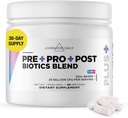 Livingood Daily Pre Pro Post Biotics Blend Powder, Digestive Health Supplement with Prebiotics from Organic Blue Agave Inulin, SBO Probiotics, Probiotics for Women &amp; Men, Non GMO, Vegan, 30 Servings