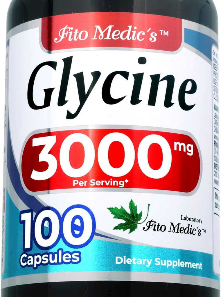 Suplemento de Glicina FITO MEDIC 3000 mg, Fórmula de alta absorción, 100 cápsulas