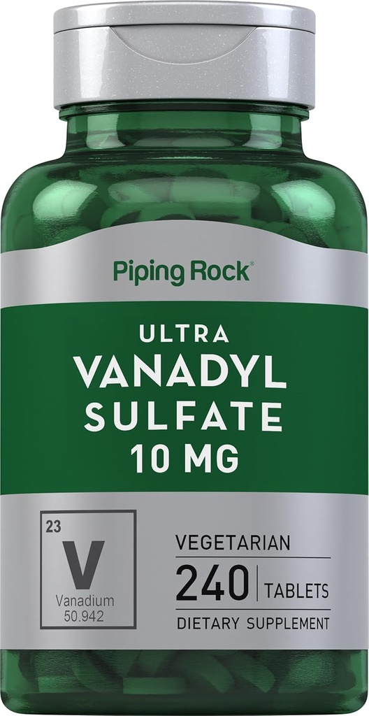 Piping Rock Vanadyl Sulfate TEN 10 mg TEN 240 Tablets TEN Ultra Complex TEN Vegetarian, Non-GMO, Gluten Free Supplement