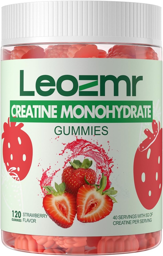 Cretina Monohydrate Gummies 5000mg para Hombres &amp; Mujeres, Chewables Creatina Monohydrate Suplemento(120 Conde)- Fresa 120 Gummies