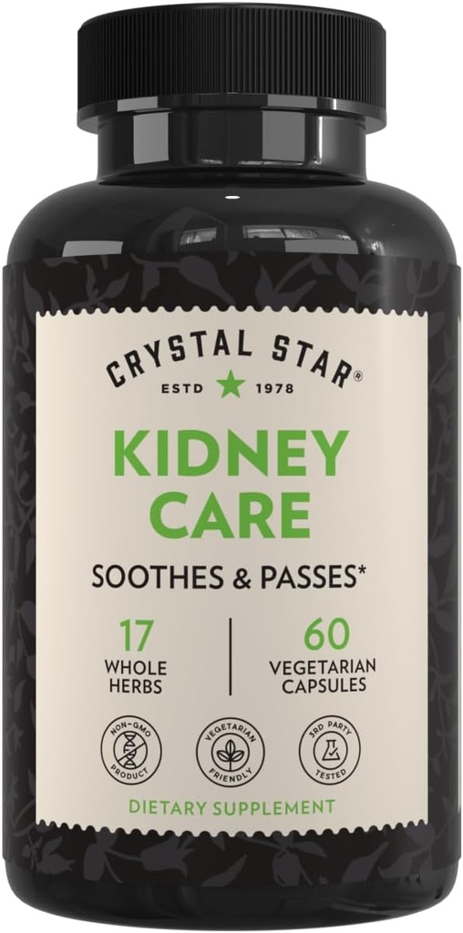 Crystal Star Kidney Care (60 Capsules) – Herbal Supplement for Kidney Cleanse, Detox & Support - Stone Root, Gravel Root & Hydrangea Root - Non-GMO