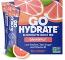 GoHydrate Low Sodium Electrolytes Powder Packets Sugar Gratis - Instant Hydration Daily Drink Mix - Zero Sugar Water Flavor Packet Singles with Vitamin D - (Grapefruit, 30 Packs)