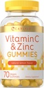Carlyle Vitamina C y Zinc Gummies Silencio 70 Conde ← Lemon Flavor Silencio Vegan, No GMO y Gluten Suplemento Gratis