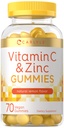 Carlyle Vitamina C y Zinc Gummies Silencio 70 Conde ← Lemon Flavor Silencio Vegan, No GMO y Gluten Suplemento Gratis