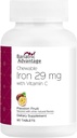 Bariatric Advantage Chewable Iron 29 mg - para pacientes de cirugía barátrica - Hierro con vitamina C - No sabor a hierro - Ferrous Fumarate & Carbonyl Iron Suplemento - Pasión Fruta - 90 Conde