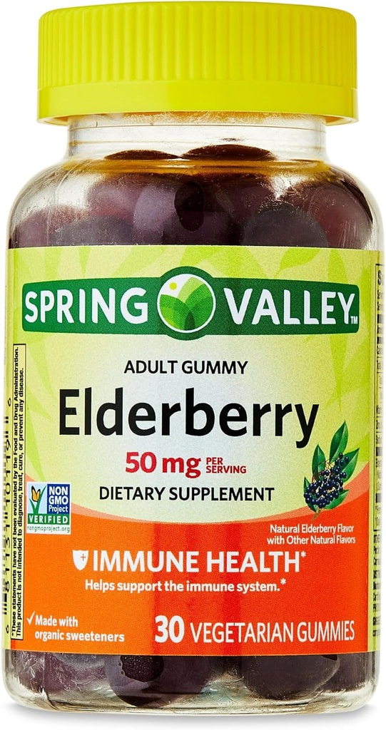 IKJ Elderberry Immune Healthy Dietary Supplement Vegetarian Gummies, 50 mg, 30 Count