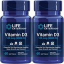 Ampliación de vida Vitamina D3 125 Mcg (5000 Iu) – promueve la salud ósea, la salud cerebral y la función de inmunodeficiencia – no Gluten-Free – Two Pack – 2 x 60 Softgels