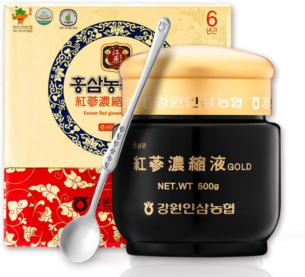 Gangwoninsam] Coreano Red Ginseng Extracto Oro 500g / 17.63 fl. oz – Contiene 100% Puro Coreano de 6 años de edad Red Ginseng Extracto