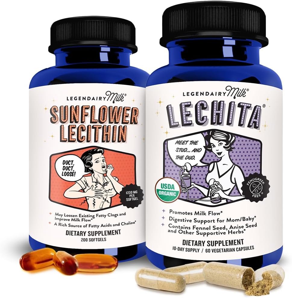 Legendairy Milk Sunflower Lecithin + Lechita - Breastfeeding Supplements for Milk Supply Increment and Clogged Milk Ducts - Lactation Supplement for Milk Flow and Boost Milk Production
