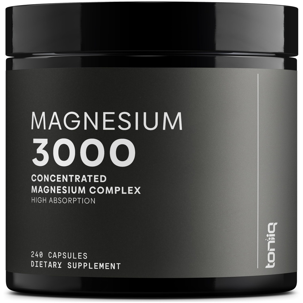 Toniiq 3000mg Ultra High Strength Magnesium Glycinate - 20% Purified to Contain 600mg de Magnesio Elemental - Suplemento Magnesio Chelated y Bioavailable - 240 cápsulas vegetales