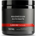 Toniiq 3000mg Ultra High Strength Magnesium Glycinate - 20% Purified to Contain 600mg de Magnesio Elemental - Suplemento Magnesio Chelated y Bioavailable - 240 cápsulas vegetales