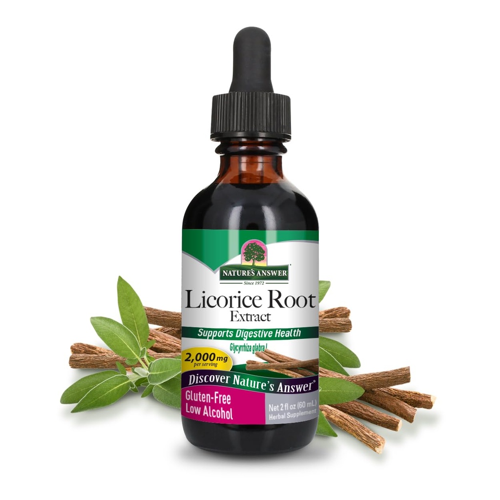 La respuesta de la naturaleza Licorice Root Suplemento 2000 mg 2oz Low-Alcohol Extract ← Apoyo Digestión  Promueve la función respiratoria