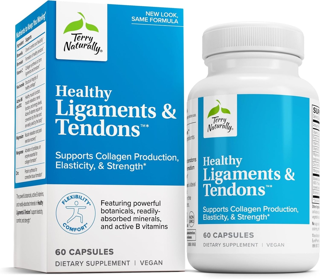 Terry Ligamentos Naturalmente saludables " Tendons - Suplemento dietético para tejidos conectivos " Soporte conjunto de lubricación - Fórmula no GMO para ayudar a ligamento " Salud muscular - 60 cápsulas