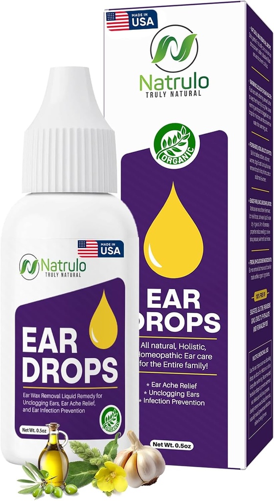 Natural Ear Drops for Ear Infection – Homeopathic Eardrops for Adults, Kids, Baby, & Pets – Relieves Ear Aches, Swimmer's Ear, & Loosens Wax – Kids Safe Ear Health Made in USA