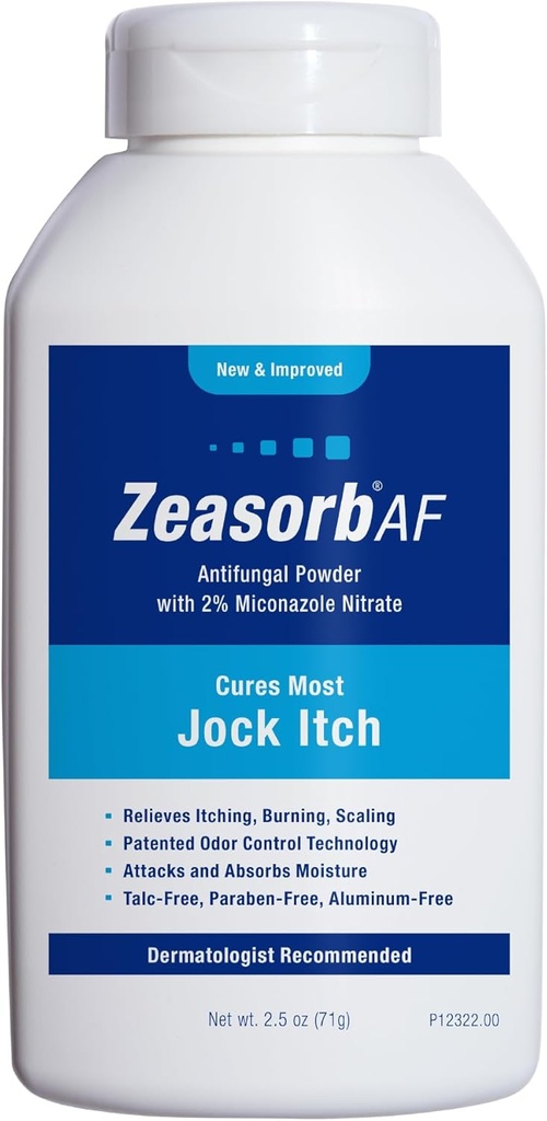 Zeasorb AF Jock Itch Powder, Super Absorbent, Scaling, " Burning Relief, 2.5 Oz