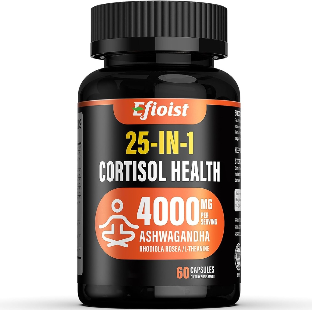 Cortisol Health Supplement, 25-in-1 Cortisol Reducer for Women & Men, Cortisol Supplements for with Ashwagandha, Rhodiola Rosea, L-Theanine, for Mood, Focus, Sleep Support, 2 Capsules