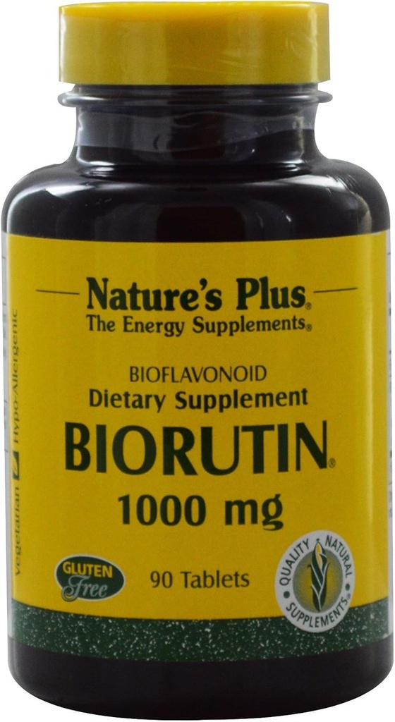 NaturesPlus Biorutin 1000 mg - 90 Tablets, Pack of 2 - Bioflavonoid & Rutin Complex - Supports Vascular Function & Circulation - Vegetarian, Gluten Free - 180 Total Servings