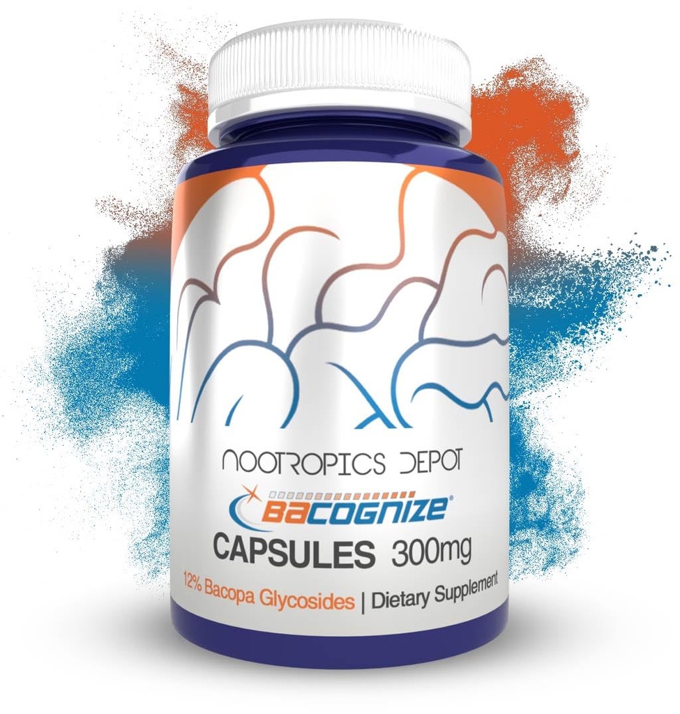 Nootropics Depot BaCognize Bacopa Monnieri 300mg Capsules (120 Conde) Ayurvedic Herb Non-GMO, Gluten Free, and Vegetarian Friendly
