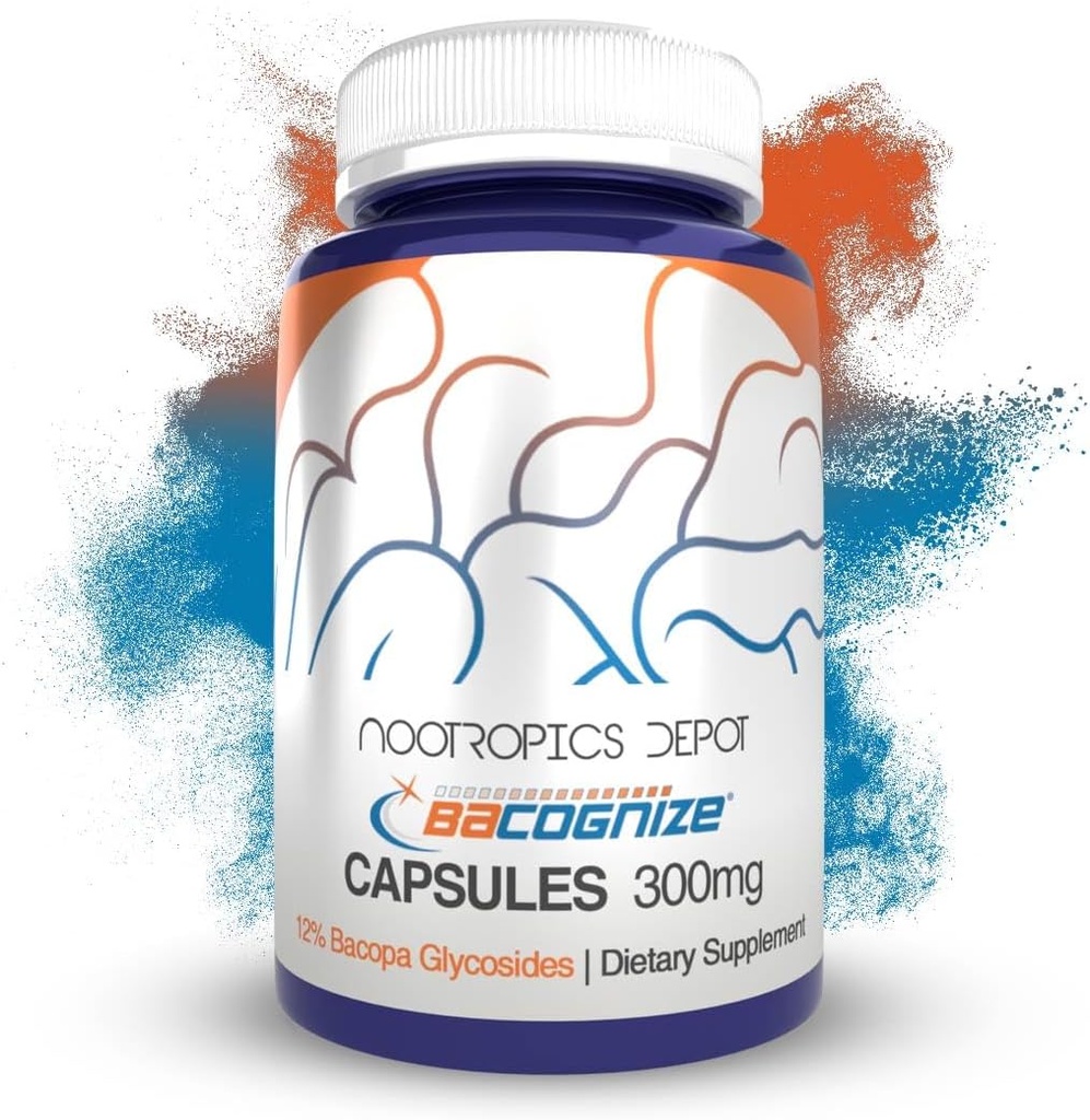 Nootropics Depot BaCognize Bacopa Monnieri 300mg Capsules (120 Conde) Ayurvedic Herb Non-GMO, Gluten Free, and Vegetarian Friendly