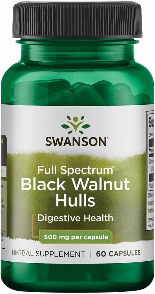 Swanson Black Walnut Hulls 500 Milligrams 60 cápsulas