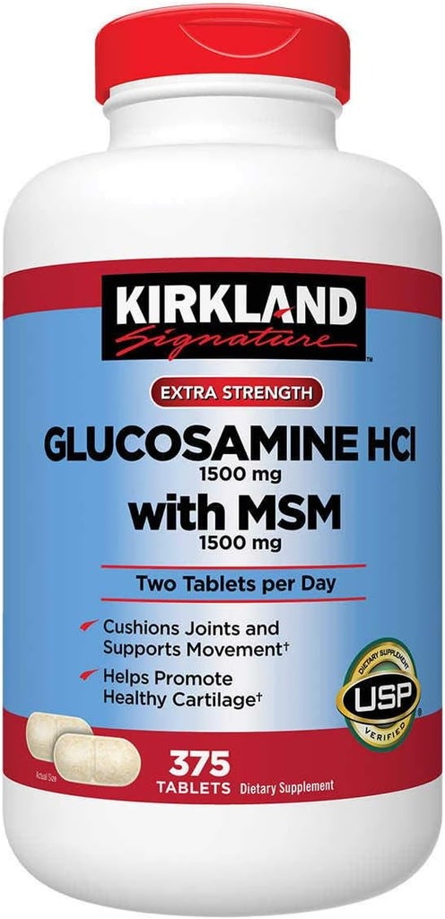 Glucosamina firma Kirkland con MSM, 375 Tabletas (3 Pack)