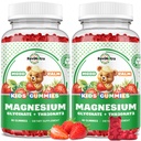 Complejo de magnesio Gummies- Calma Gummies Chewable para niños y adultos- Magnesio Glycinate Suplemento-w/Omega-3, Vitamina B6, D3- Apoyo Calm Stress Relief, Bones, Mood, 2 Pack