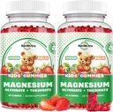 Complejo de magnesio Gummies- Calma Gummies Chewable para niños y adultos- Magnesio Glycinate Suplemento-w/Omega-3, Vitamina B6, D3- Apoyo Calm Stress Relief, Bones, Mood, 2 Pack