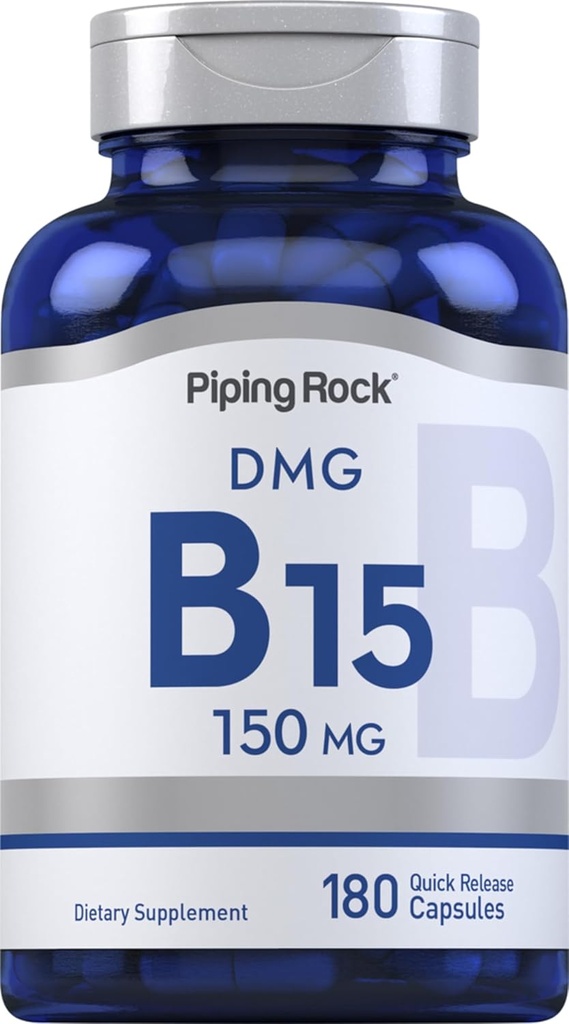 Piping Rock DMG Suplemento B15 Silencio 150 mg Silencio 180 Capsules  Dimethylglycine HCl Silencio Non-GMO, Gluten Free