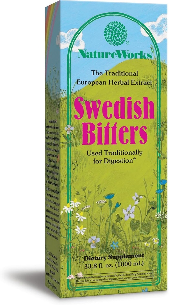 Manera de la naturaleza funciona Bitters suecos Extracto Herbal tradicional europeo usado para la digestión, 33.8 fl. oz.