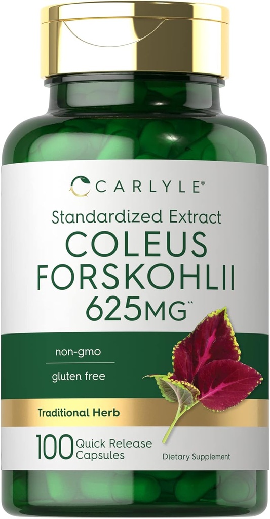 Carlyle Coleus Forskohlii Capsules Silencio 625mg Silencio 100 Conde ← No GMO &amp; Gluten Free Standardized Extract ← Forskolin Supplement
