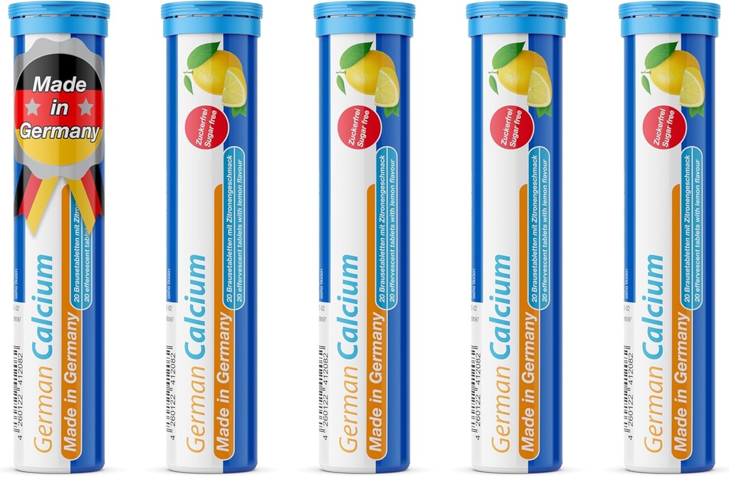 T CUMPL Calcio alemán 500 mg - 100 comprimidos de bebidas veganos - Sabor de limón - Hecho en Alemania