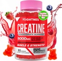 Gummies de Monohidrato de Creatina para Mujeres - Gummies de Pre-Workout Creatina con Taurina & Vitamina B6 B12 para Fuerza Máxima, Musculo, Energía, Resistencia & Focus, Orgánico, Vegan-60 Conde