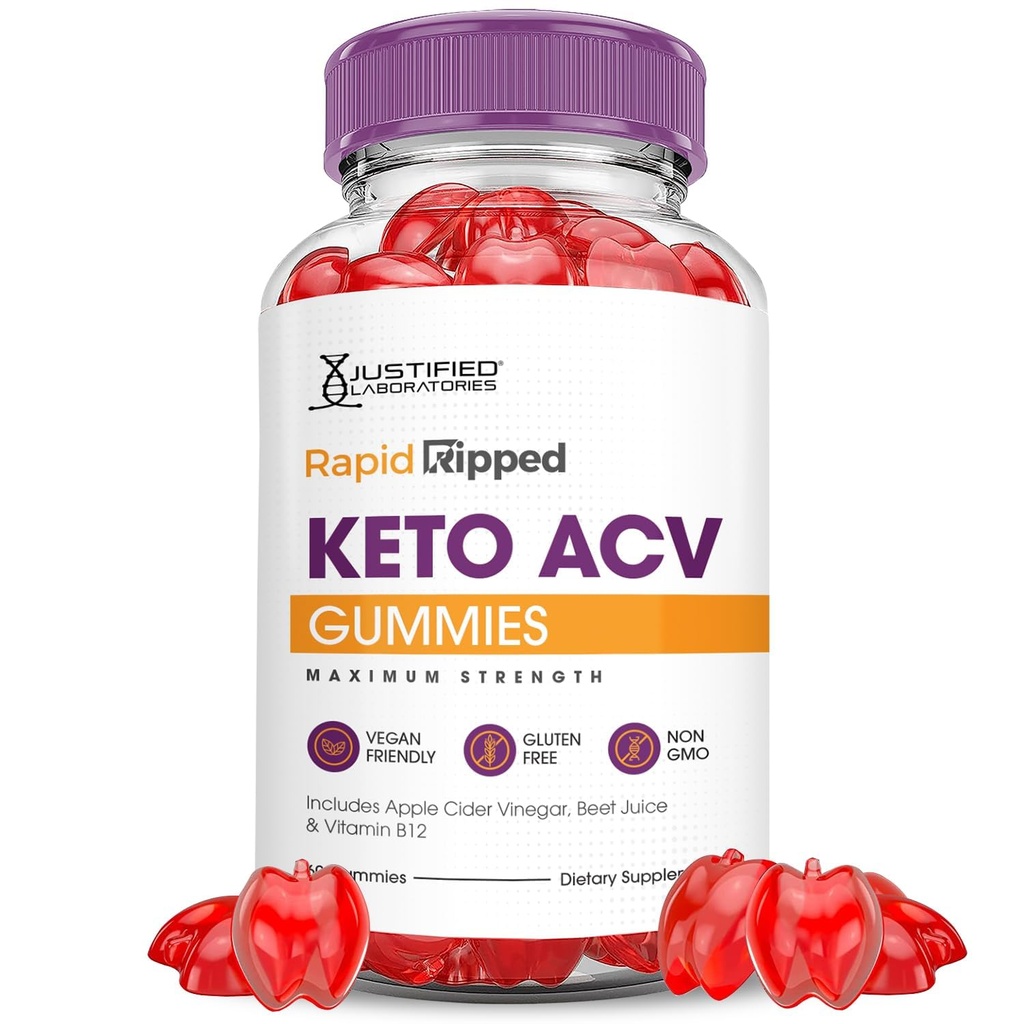 Rapid Ripped Keto ACV Gummies Advanced Formula 1000MG Rapidripped Keto Gummies Apple Sider Vinegar Formulado con Pomegranate Beet Juice Powder B12 Vegan Non GMO 60 Gummys