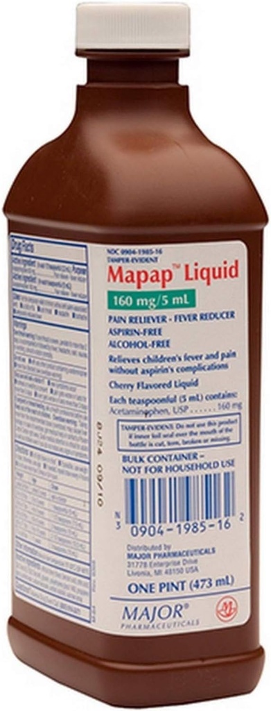 Mapap Liquid Pain Reliever Fever Reductor, Cherry Flavored, One Pint