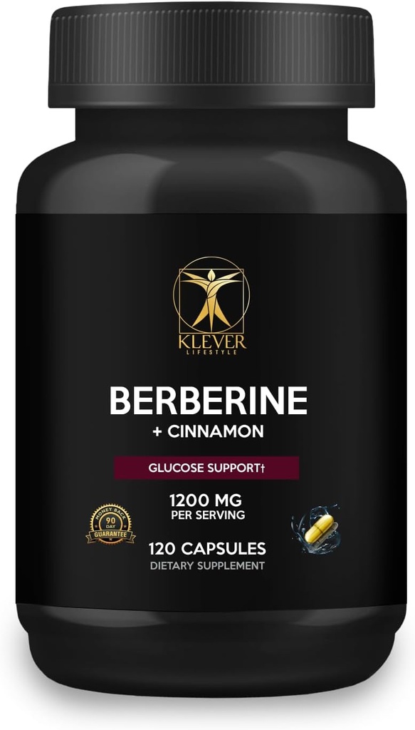 Klever Lifestyle ← Berberine Supplement TEN Natural Compound, Immune Support, Gluten Free, Vegan TEN 120 Capsules ANTE 1200mg por Serving