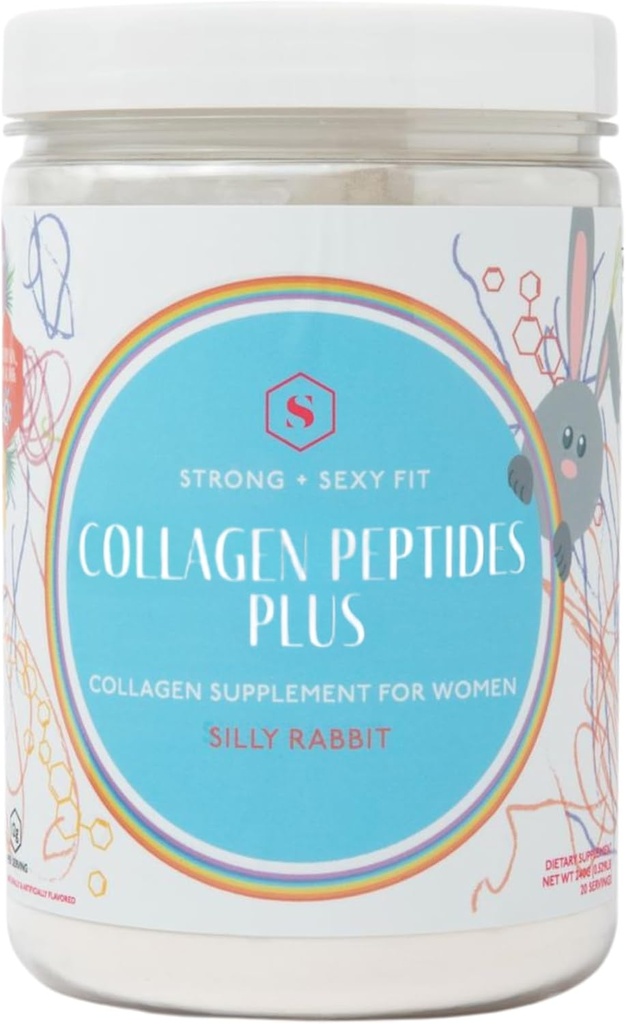 Peptides de colágeno fuerte + sexy con ácido hialurónico y vitamina C, pelo de la mujer, piel, uñas y suplemento de apoyo conjunto, colágeno de grano, conejo de estómago, 20-40 SVG