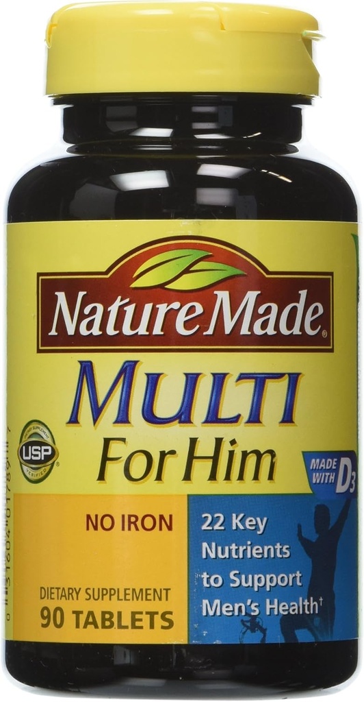 Nature Made Multivitamin Para Él, Multivitamínico para el soporte nutricional diario, 90 Tabletas (Pack of 3)