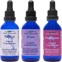 Eidon Ionic Minerals Silica líquida, Zinc, & Magnesium Drops Variety Pack - Silica, Zinc, &amp; Magnesium Supplements, All-Natural Trace Minerals, No Preservatives o Additives - 2 oz, Pack de 3