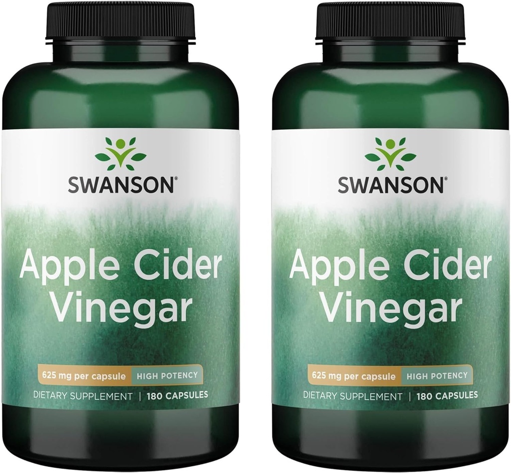 Cápsulas de vinagre de la sidra Swanson Apple - Ayuda a apoyar el metabolismo y mantener el perfil - (180 cápsulas, 625 mg cada uno) 2 Pack